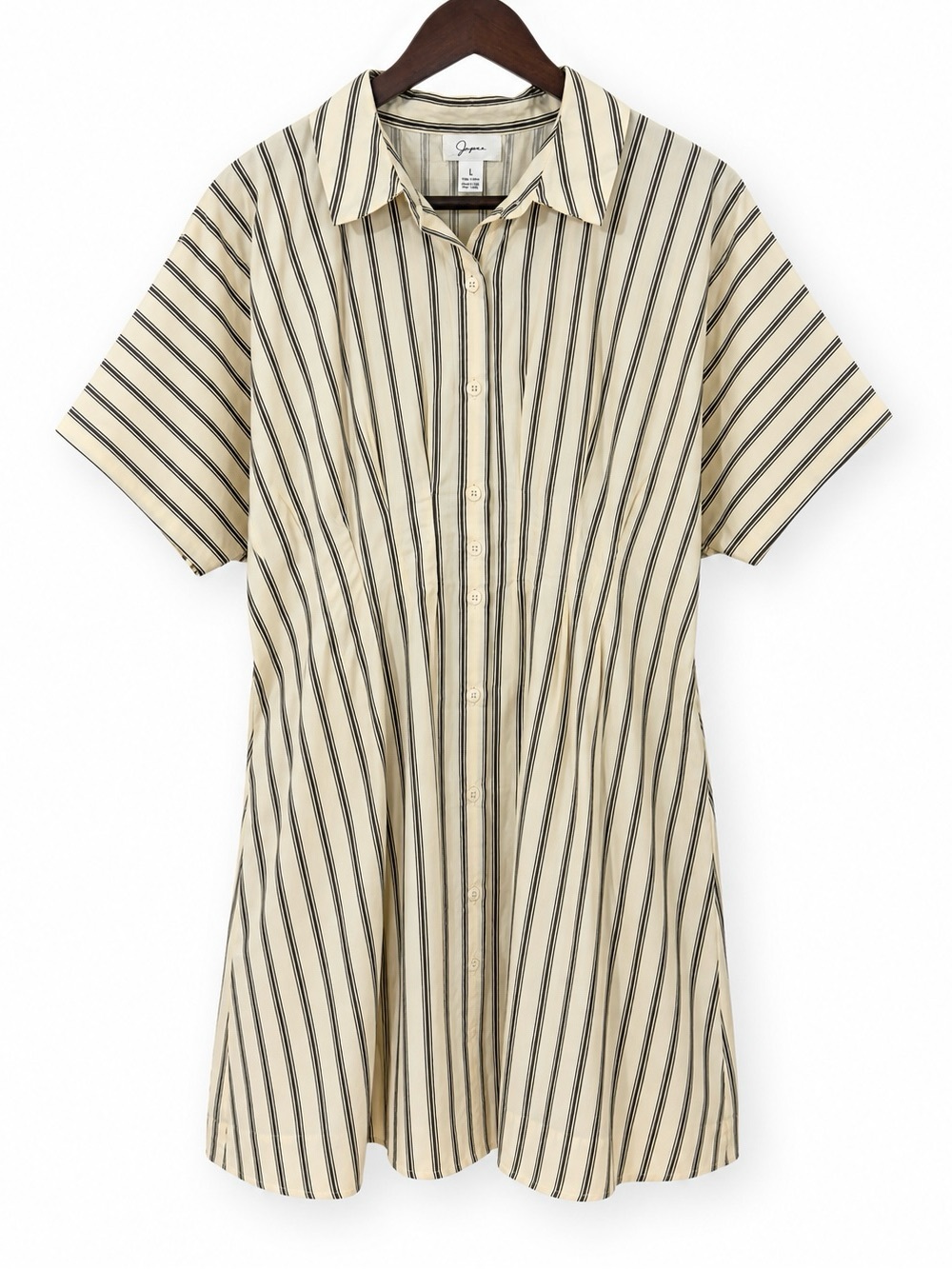 Japaa Striped 100% Cotton Short Sleeve Shirtdress - Size L